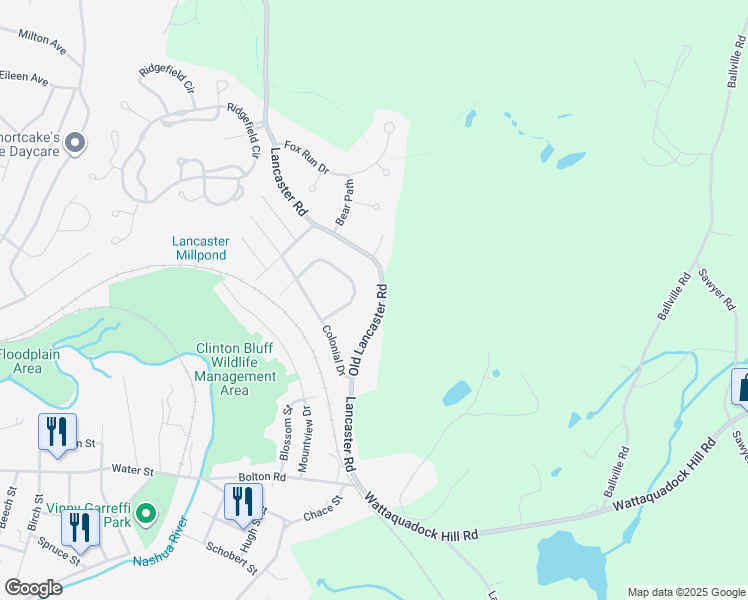 map of restaurants, bars, coffee shops, grocery stores, and more near 4 Horseshoe Lane in Clinton
