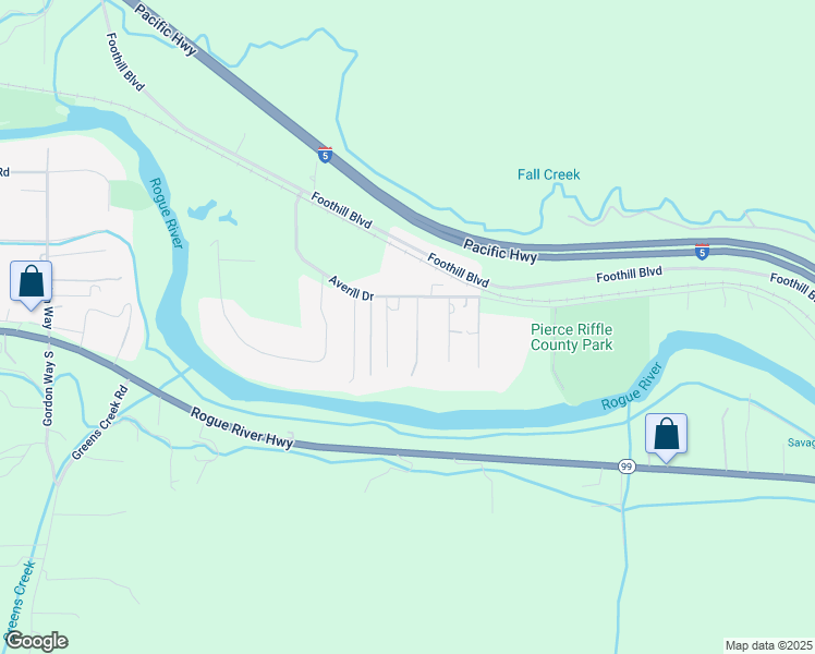 map of restaurants, bars, coffee shops, grocery stores, and more near 4565 Averill Drive in Grants Pass