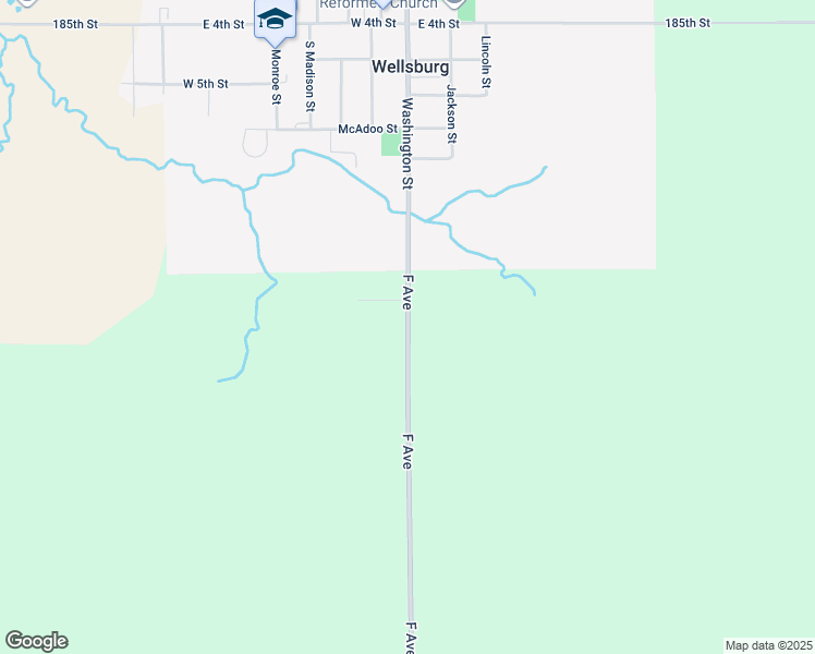 map of restaurants, bars, coffee shops, grocery stores, and more near 19050 F Avenue in Wellsburg