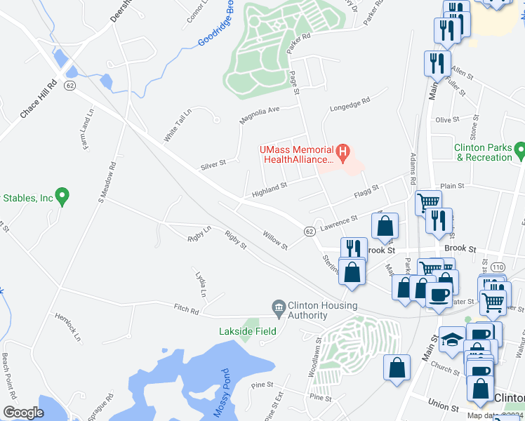map of restaurants, bars, coffee shops, grocery stores, and more near 316 Sterling Street in Clinton