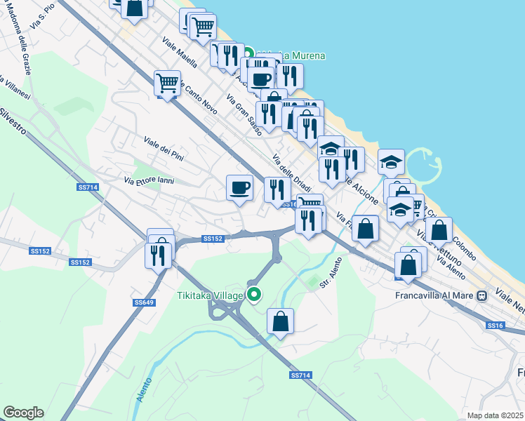 map of restaurants, bars, coffee shops, grocery stores, and more near 5 Via Adriatica Nord in Francavilla al Mare