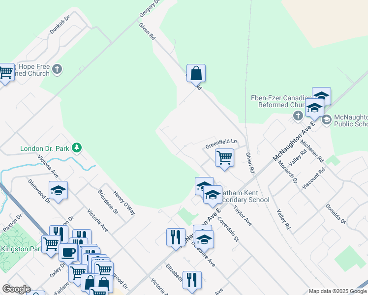 map of restaurants, bars, coffee shops, grocery stores, and more near 8 Idlewild Drive in Chatham