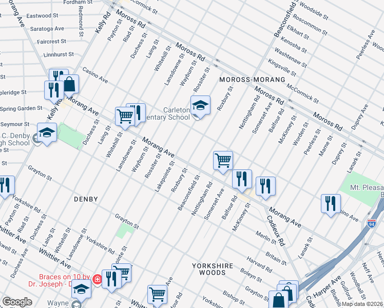 map of restaurants, bars, coffee shops, grocery stores, and more near 11660 Lakepointe Street in Detroit