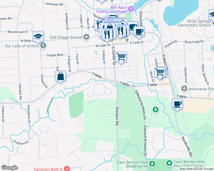 map of restaurants, bars, coffee shops, grocery stores, and more near 214 Saint Lawrence Boulevard in Northville