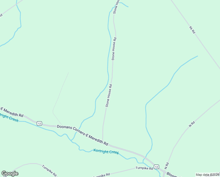 map of restaurants, bars, coffee shops, grocery stores, and more near Stone House Road in Bloomville