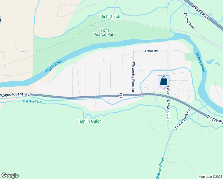 map of restaurants, bars, coffee shops, grocery stores, and more near 137 Laureldale Lane in Grants Pass