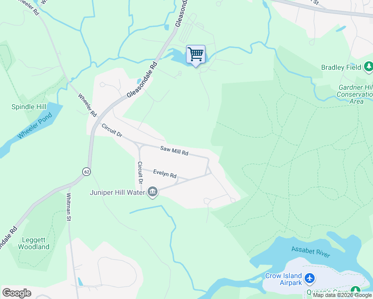 map of restaurants, bars, coffee shops, grocery stores, and more near 46 Saw Mill Road in Stow