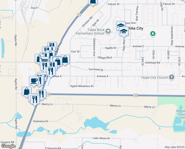 map of restaurants, bars, coffee shops, grocery stores, and more near 7515 Gladstone Avenue in White City
