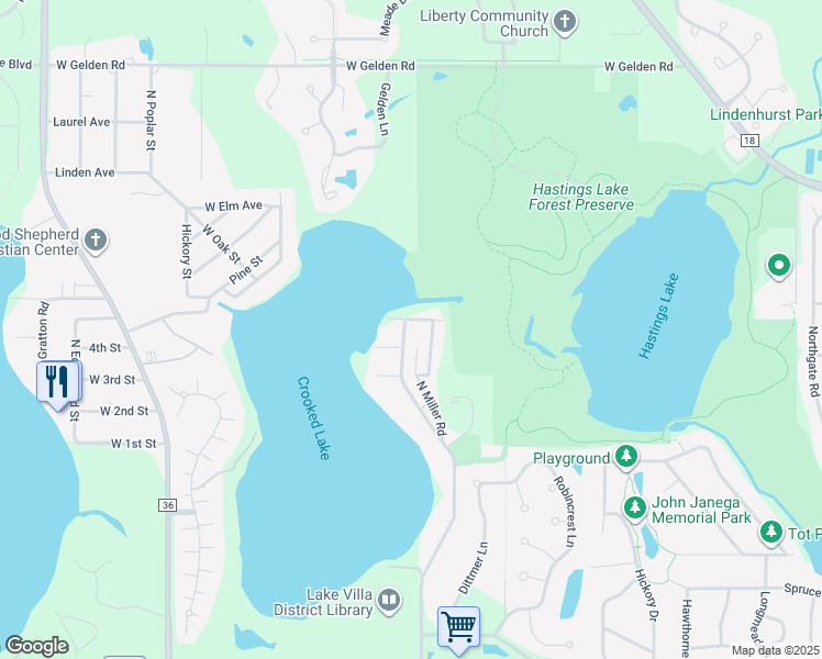 map of restaurants, bars, coffee shops, grocery stores, and more near 38723 North Munn Road in Lake Villa