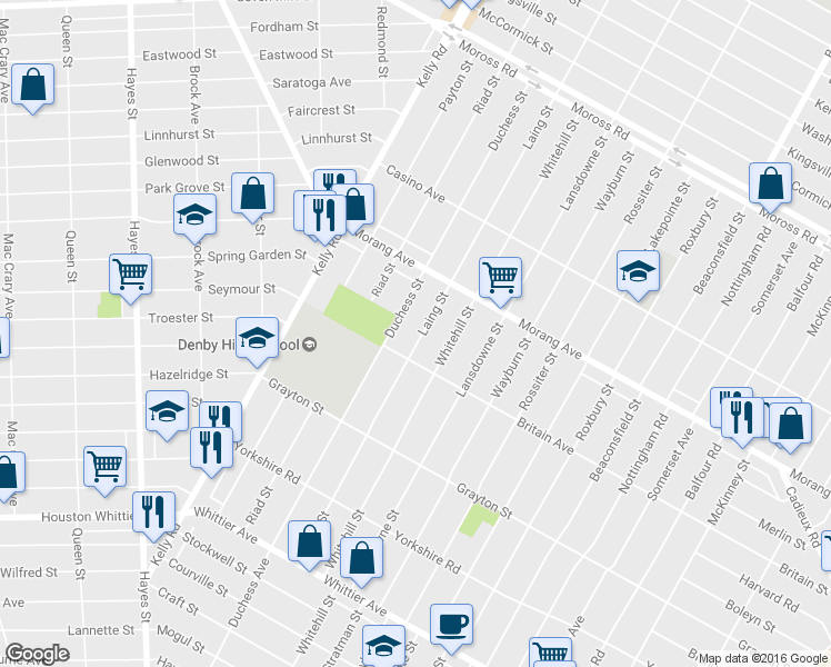 map of restaurants, bars, coffee shops, grocery stores, and more near 12045 Laing Street in Detroit