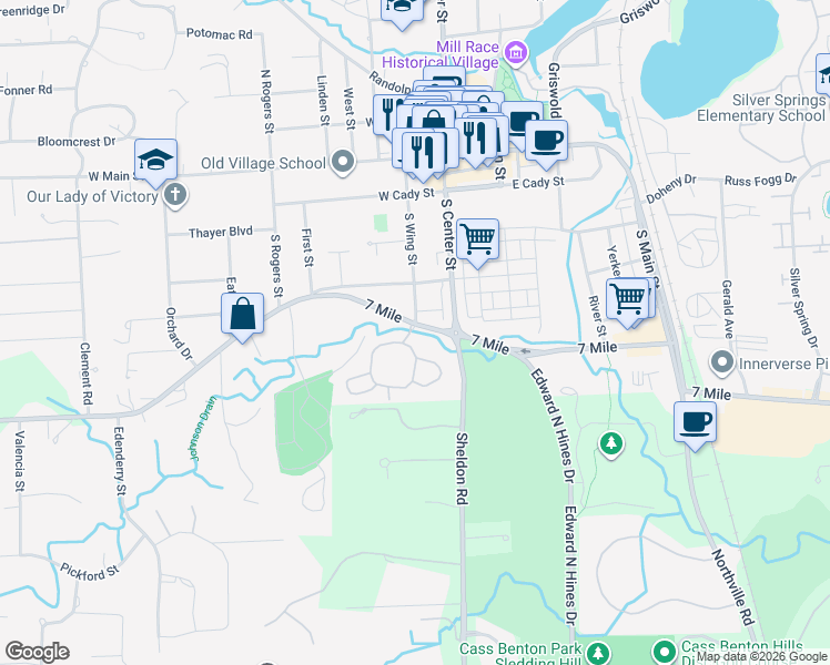 map of restaurants, bars, coffee shops, grocery stores, and more near 214 Saint Lawrence Boulevard in Northville
