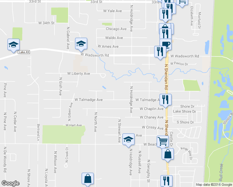 map of restaurants, bars, coffee shops, grocery stores, and more near 38855 North Garnett Avenue in Beach Park