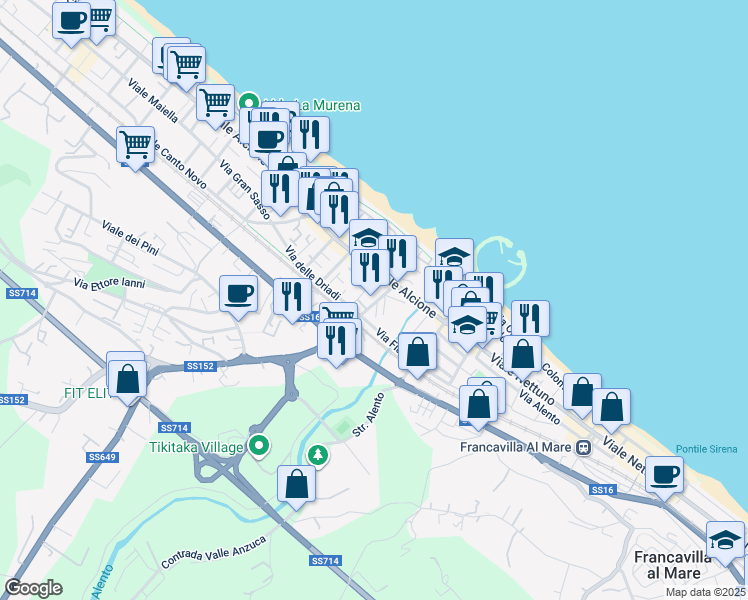 map of restaurants, bars, coffee shops, grocery stores, and more near 9 Via della Rinascita in Francavilla al Mare