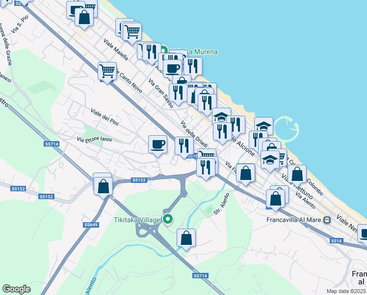 map of restaurants, bars, coffee shops, grocery stores, and more near 5 Via Adriatica Nord in Francavilla al Mare