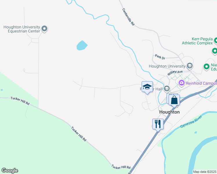 map of restaurants, bars, coffee shops, grocery stores, and more near 9876 Luckey Drive in Houghton