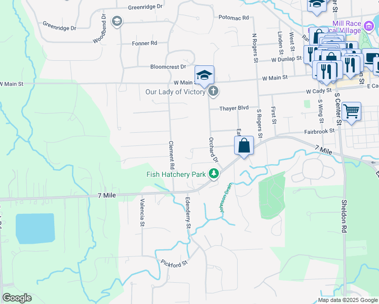 map of restaurants, bars, coffee shops, grocery stores, and more near 900 Spring Drive in Northville