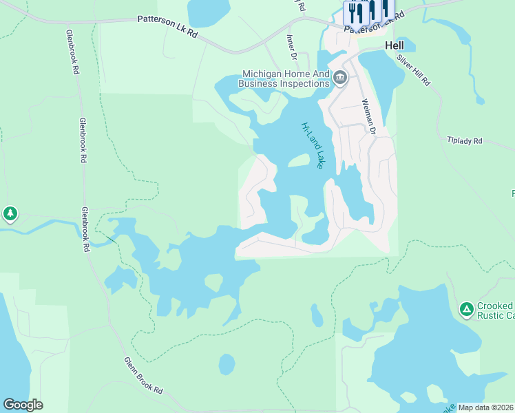 map of restaurants, bars, coffee shops, grocery stores, and more near 11935 West Shore Drive in Pinckney