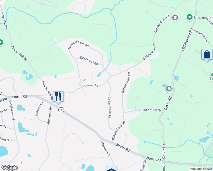 map of restaurants, bars, coffee shops, grocery stores, and more near 120 Powers Road in Sudbury