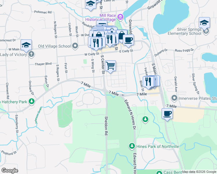 map of restaurants, bars, coffee shops, grocery stores, and more near 312 Saint Lawrence Boulevard in Northville