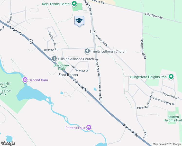 map of restaurants, bars, coffee shops, grocery stores, and more near 153 Westview Lane in Ithaca