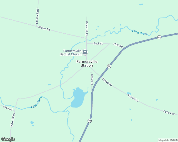 map of restaurants, bars, coffee shops, grocery stores, and more near 9740 School Street in Farmersville Station
