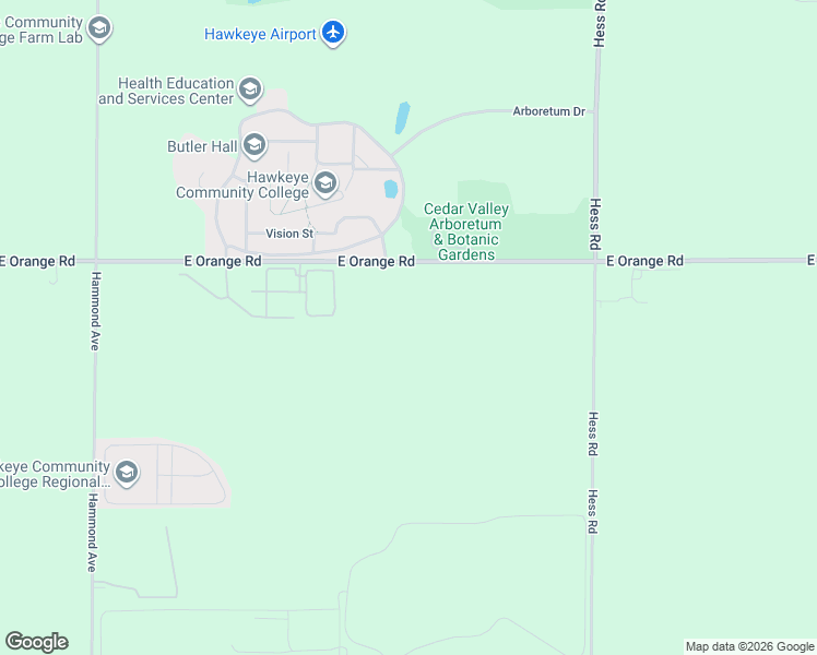map of restaurants, bars, coffee shops, grocery stores, and more near 1724 East Orange Road in Waterloo