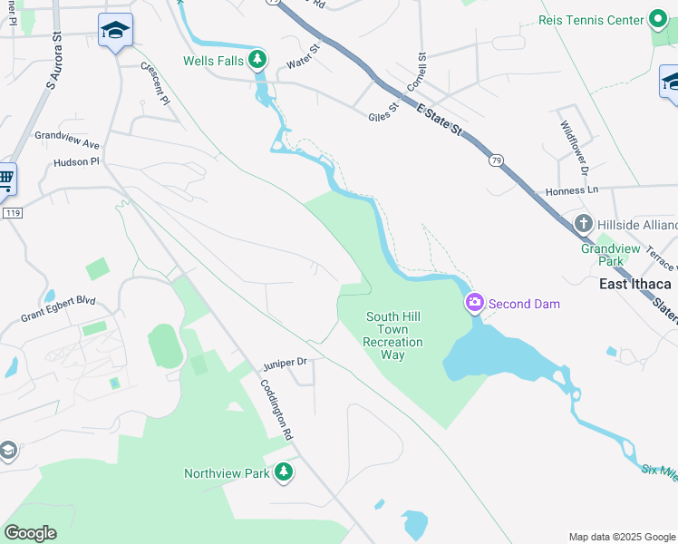 map of restaurants, bars, coffee shops, grocery stores, and more near 193 Kendall Avenue in Ithaca