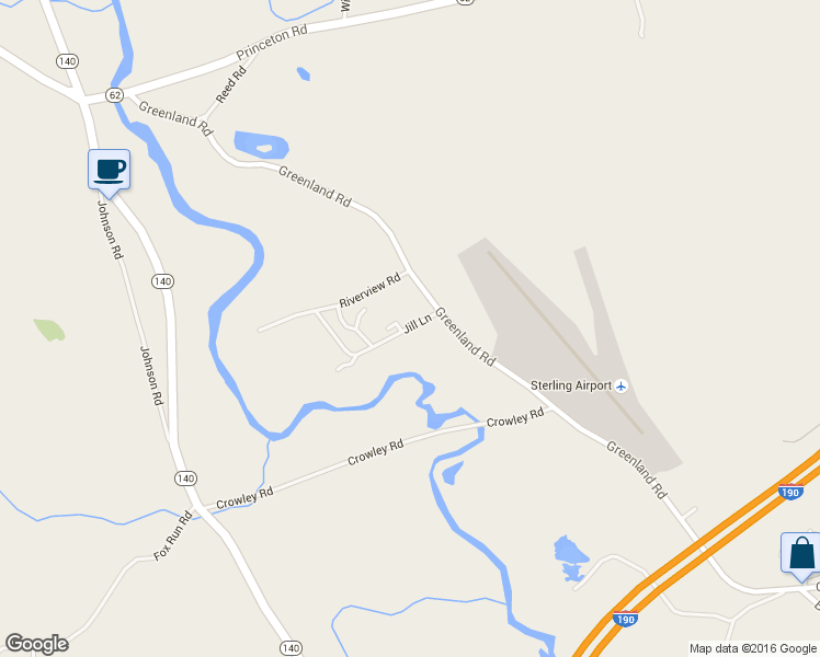 map of restaurants, bars, coffee shops, grocery stores, and more near 12 Jill Lane in Sterling