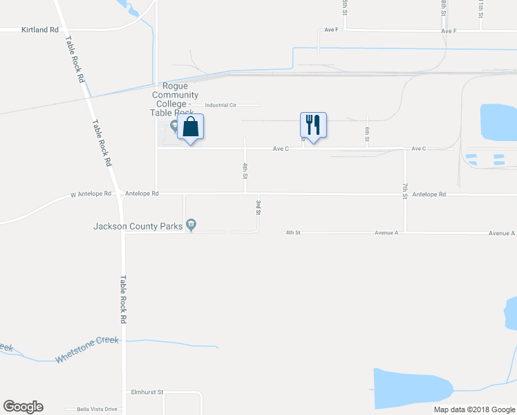 map of restaurants, bars, coffee shops, grocery stores, and more near 3rd Street in Central Point