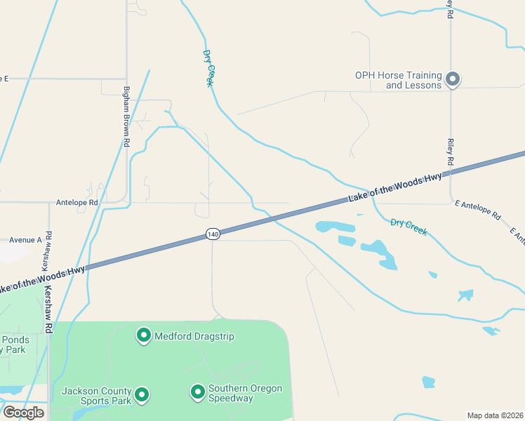 map of restaurants, bars, coffee shops, grocery stores, and more near Antelope Road in Jackson County
