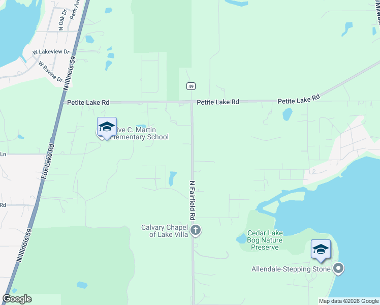 map of restaurants, bars, coffee shops, grocery stores, and more near 38792 North Fairfield Road in Lake Villa