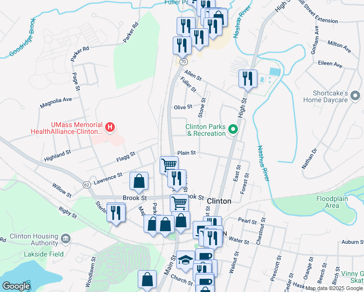 map of restaurants, bars, coffee shops, grocery stores, and more near 11 Alexander Avenue in Clinton