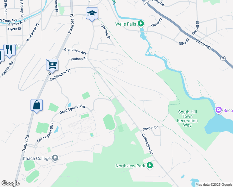 map of restaurants, bars, coffee shops, grocery stores, and more near 226 Pennsylvania Avenue in Ithaca