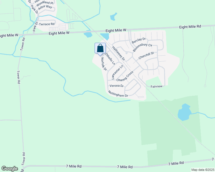 map of restaurants, bars, coffee shops, grocery stores, and more near 1327 Nottingham Drive in Northville