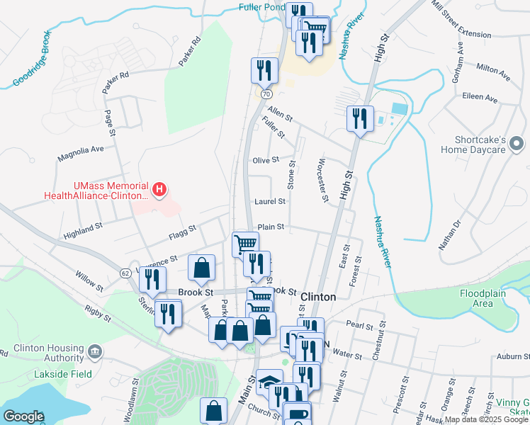 map of restaurants, bars, coffee shops, grocery stores, and more near 11 Alexander Avenue in Clinton
