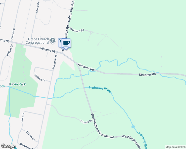 map of restaurants, bars, coffee shops, grocery stores, and more near 72 Kirchner Road in Becket