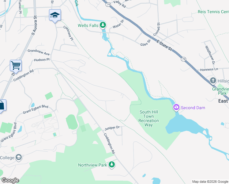 map of restaurants, bars, coffee shops, grocery stores, and more near 168 Kendall Avenue in Ithaca