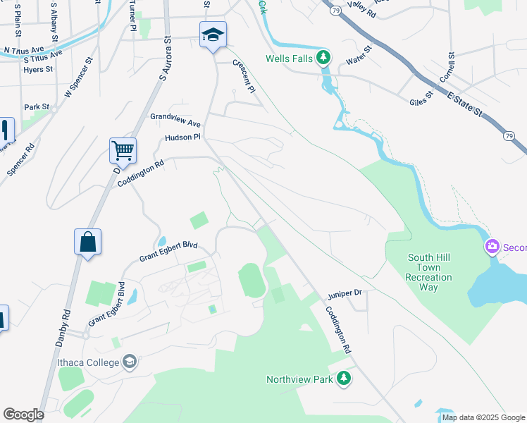 map of restaurants, bars, coffee shops, grocery stores, and more near 221 Coddington Road in Ithaca