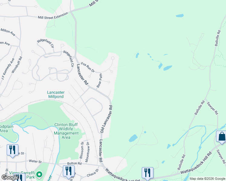 map of restaurants, bars, coffee shops, grocery stores, and more near 4 Pheasant Lane in Clinton