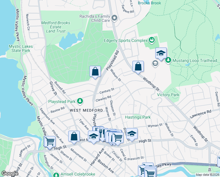 map of restaurants, bars, coffee shops, grocery stores, and more near 15 Dianne Road in Medford