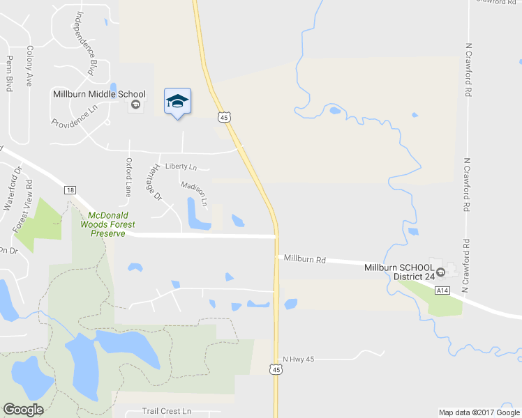 map of restaurants, bars, coffee shops, grocery stores, and more near 38844 U.S. 45 in Old Mill Creek