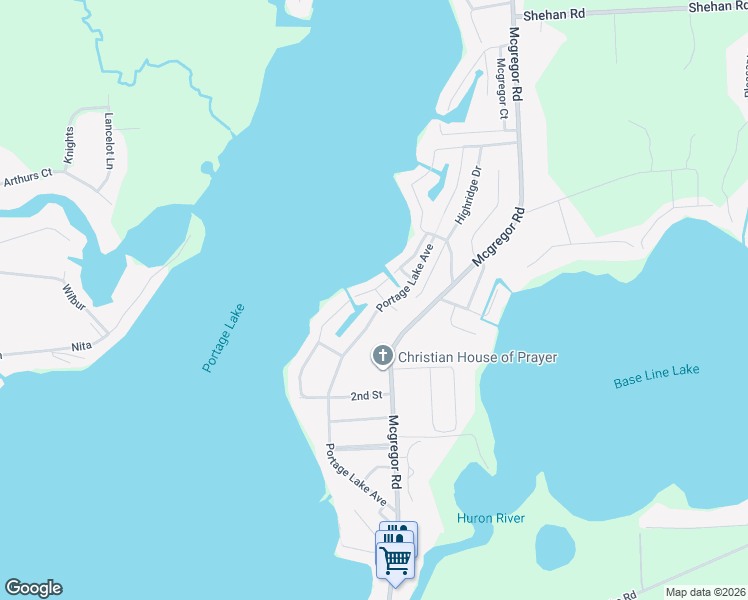 map of restaurants, bars, coffee shops, grocery stores, and more near 11865 Algonquin Drive in Pinckney