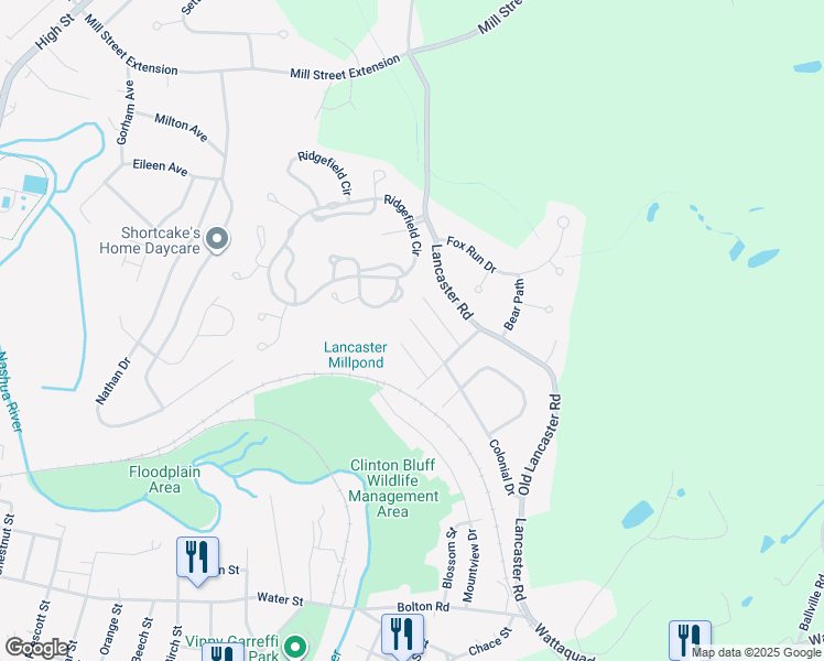 map of restaurants, bars, coffee shops, grocery stores, and more near 8 Lincoln Street in Clinton