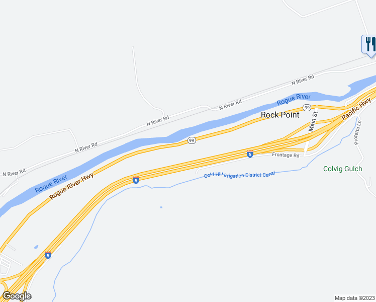 map of restaurants, bars, coffee shops, grocery stores, and more near 521 Rogue River Highway in Gold Hill