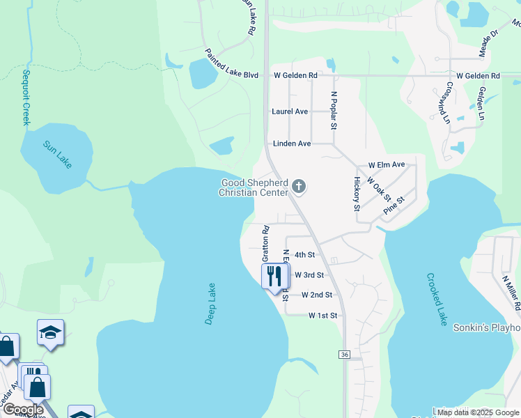 map of restaurants, bars, coffee shops, grocery stores, and more near 38830 North Villa Court in Lake Villa