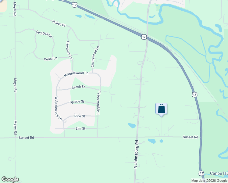 map of restaurants, bars, coffee shops, grocery stores, and more near 1405 Catalpa Court in Spring Grove