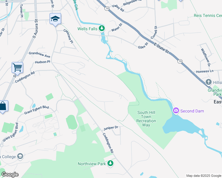 map of restaurants, bars, coffee shops, grocery stores, and more near 165 Kendall Avenue in Ithaca