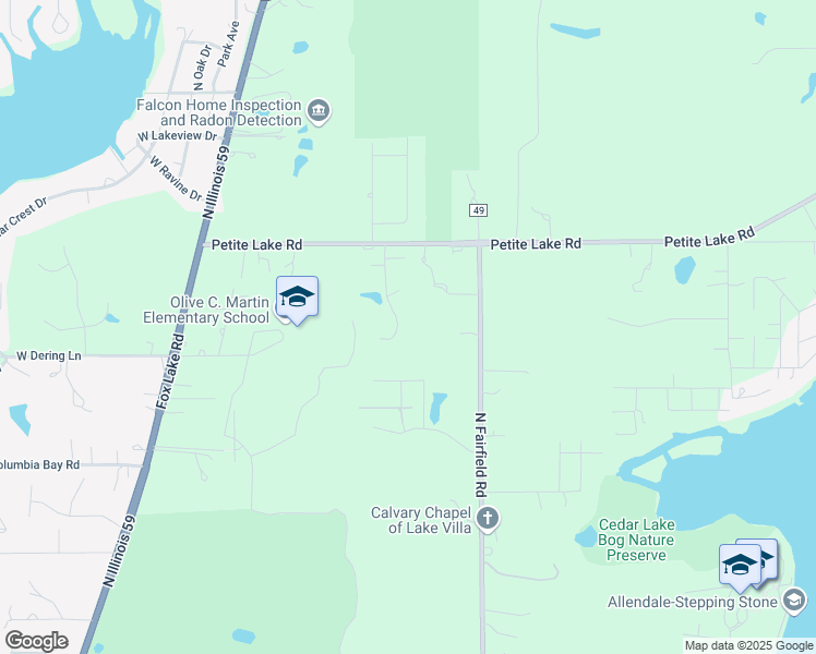 map of restaurants, bars, coffee shops, grocery stores, and more near 38831 Cedar Valley Drive in Lake Villa