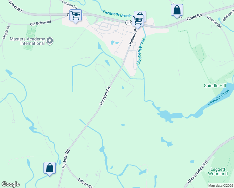 map of restaurants, bars, coffee shops, grocery stores, and more near 98 Hudson Road in Stow