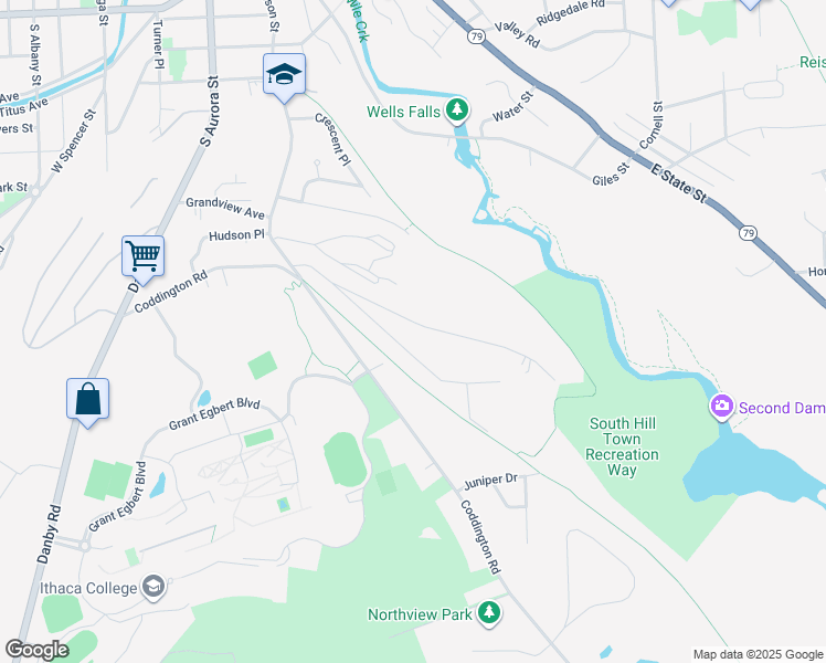 map of restaurants, bars, coffee shops, grocery stores, and more near 144 Kendall Avenue in Ithaca